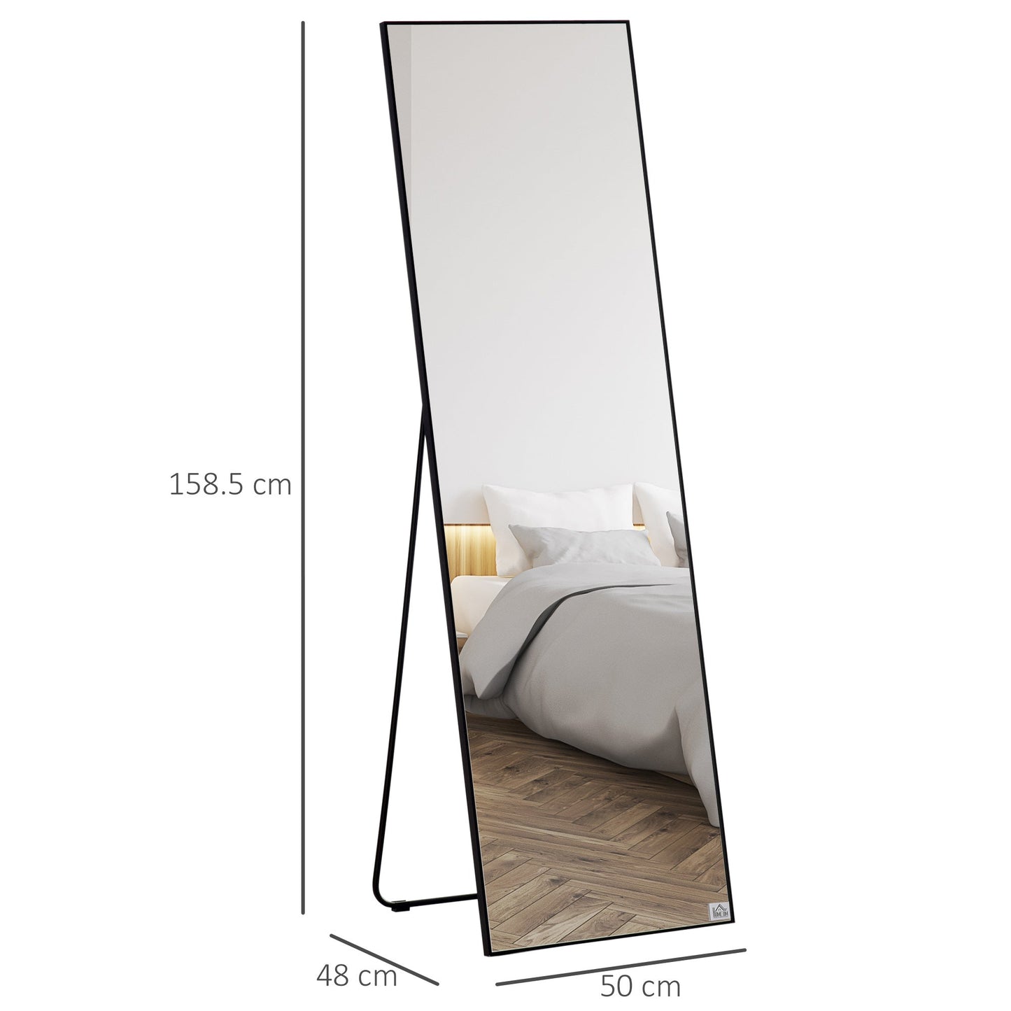 Full Length Mirror Floor Standing or Wall Mount Dressing Mirror Bedroom Black