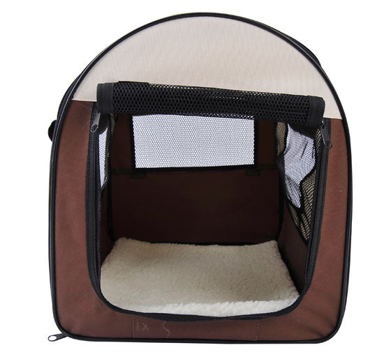 Folding Fabric Soft Pet Crate, 46Lx36Wx41H cm-Brown