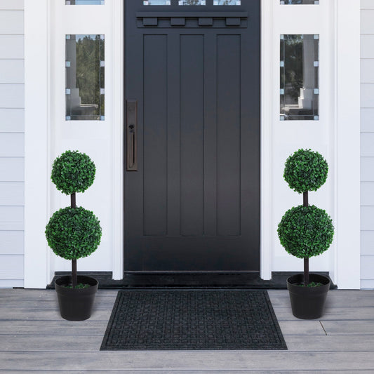 PE Set of 2 Artificial Boxwood Ball Topiary Plant Tree's Green