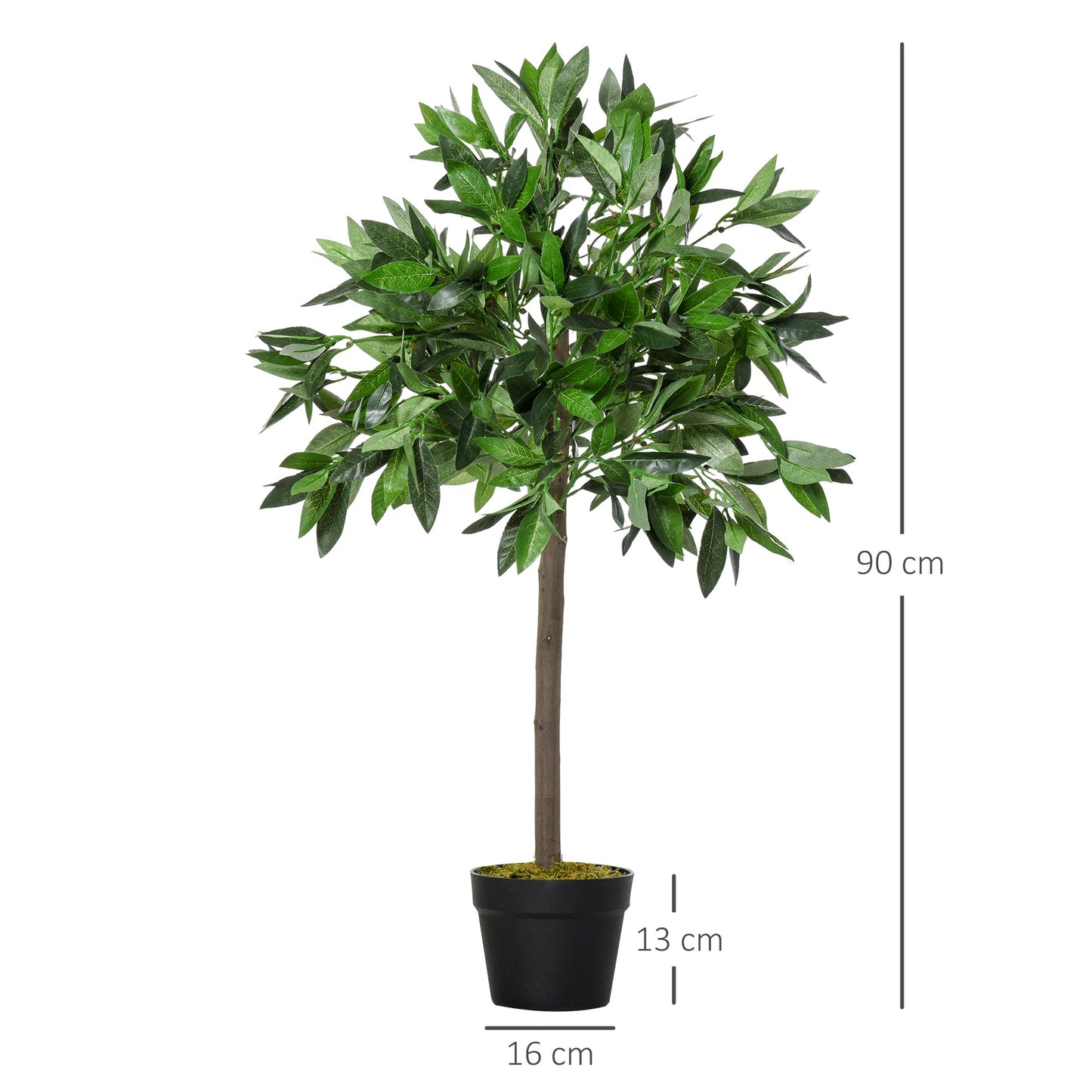 Set of 2 Artificial Topiary Bay Laurel Ball Trees in Pot Indoor Outdoor, 90cm