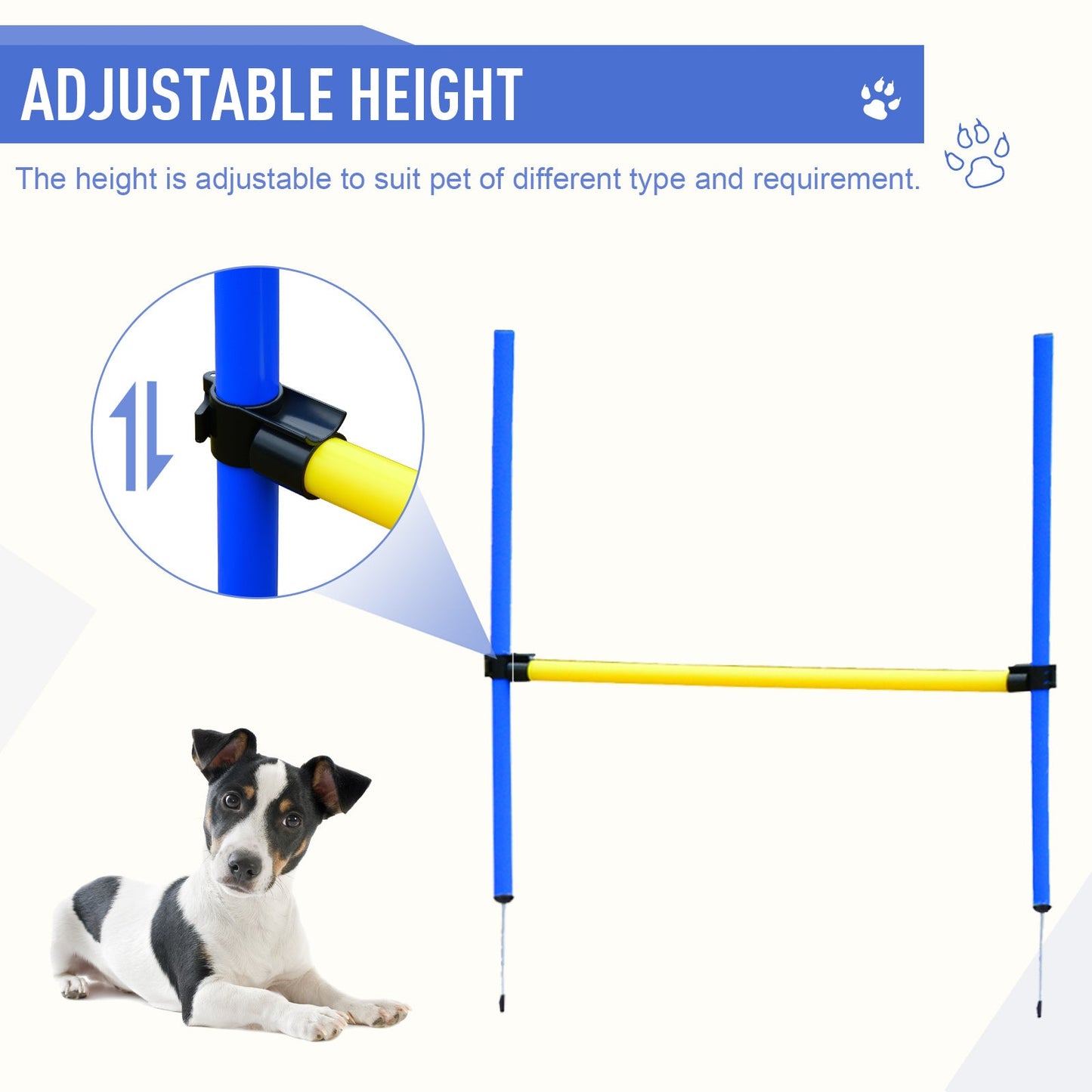 Adjustable Pet Agility Training Set-Blue/Yellow