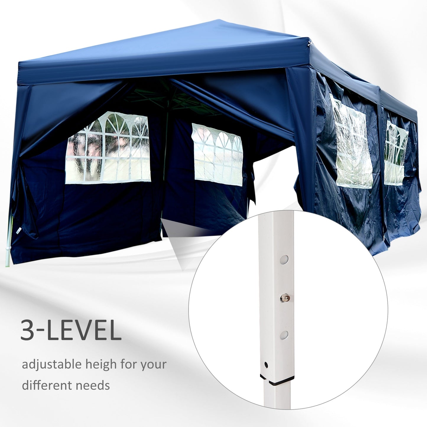 3 x 6m Garden Heavy Duty Water Resistant Pop Up Gazebo Marquee Party Tent Wedding Canopy Awning-Blue