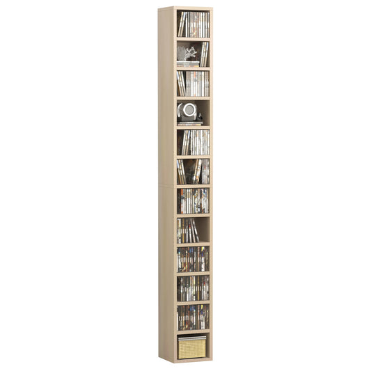 12-tier Media Storage Cabinet 204 CDs Shelf Tower Multimedia Organizer Rack Stand Bookcase Display Unit