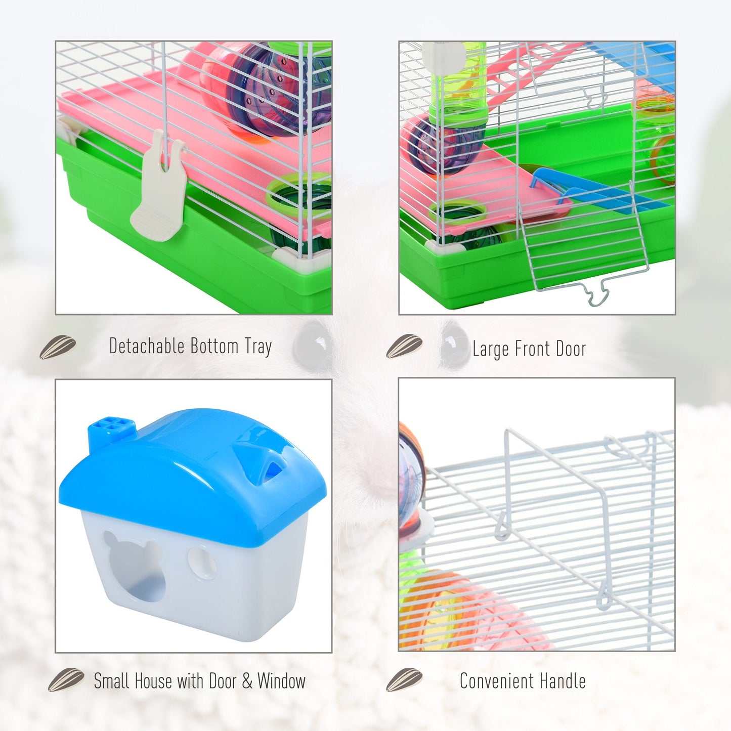 5 Tier Hamster Cage Carrier Habitat Small Animal House w/ Exercise Wheels Tunnel