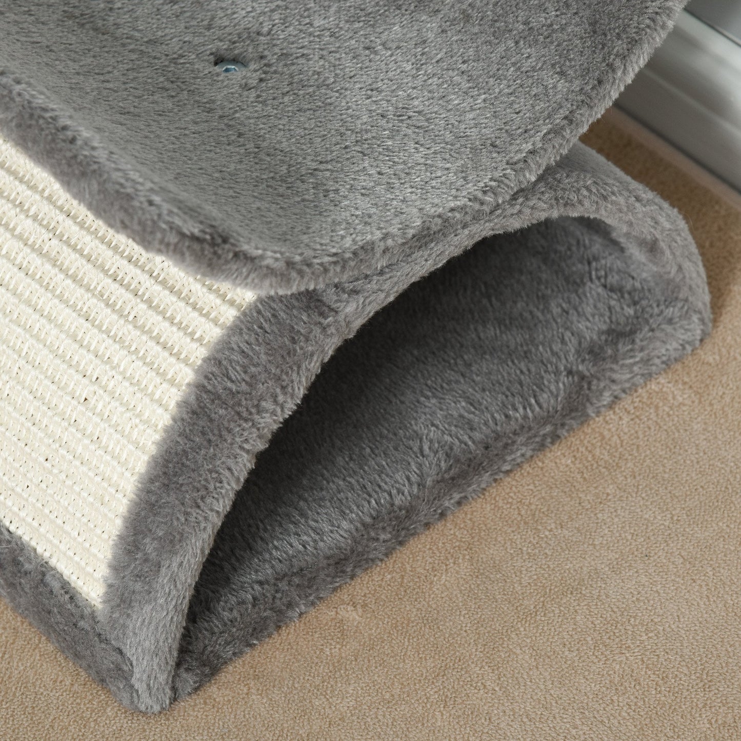 Cat Tree Plush Kitty Activity Center Top Bar Tunnel Dangling Ball Light Grey