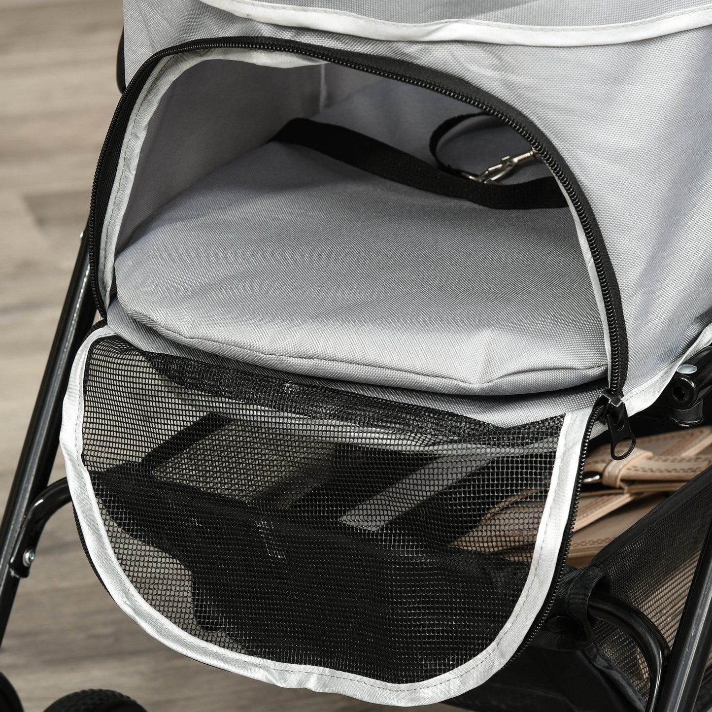 Pet Stroller No-Zip Foldable Travel Carriage with Brake Basket Adjustable Canopy