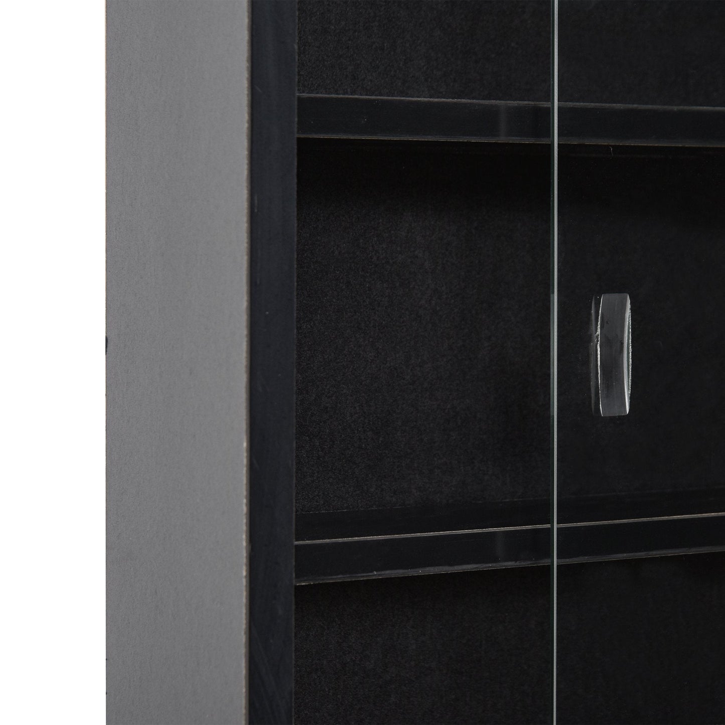 Particle Board 5-Tier Glass Door Display Cabinet Black