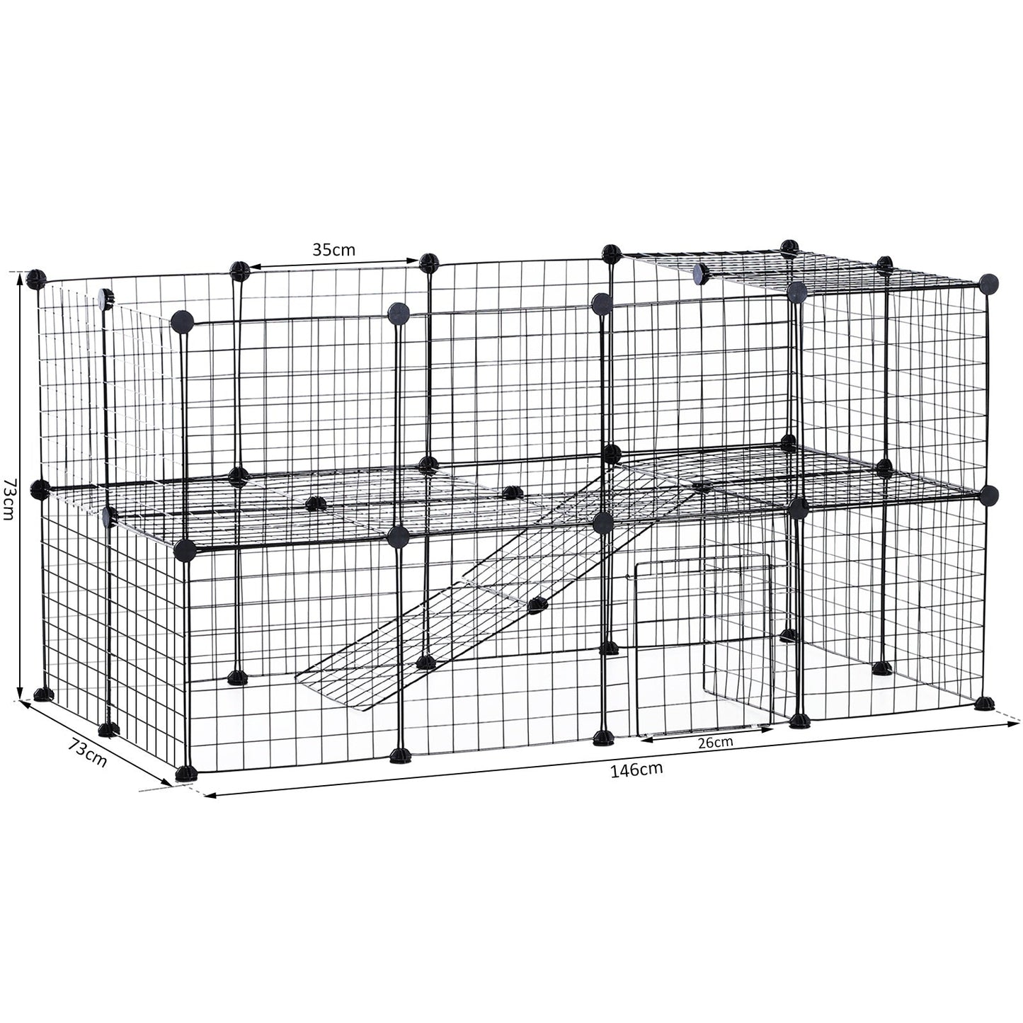 Small Animal Playpen with Mallet, Connectors and Cable Ties Metal Mesh 36 pcs
