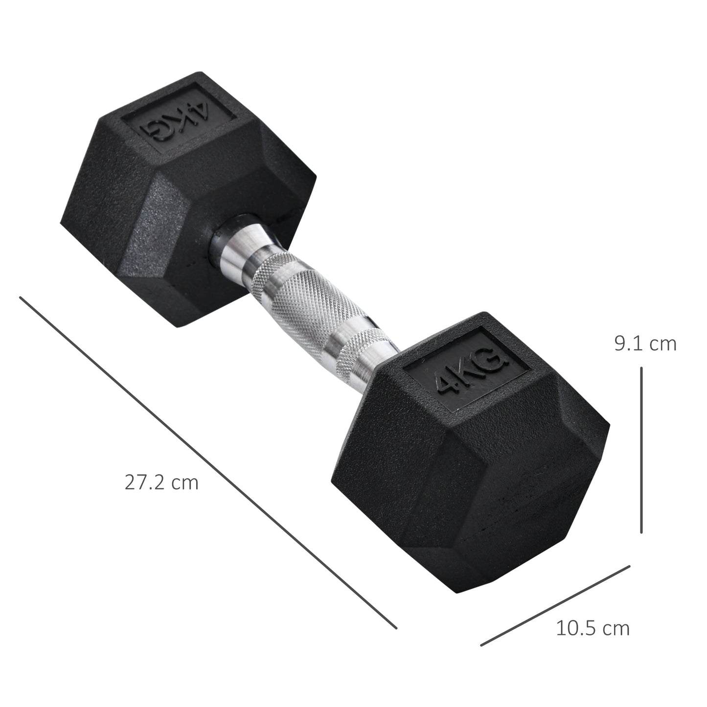 2x4kg Rubber Dumbbell Sports Hex Weights Sets Home Gym Fitness Dumbbell Kit