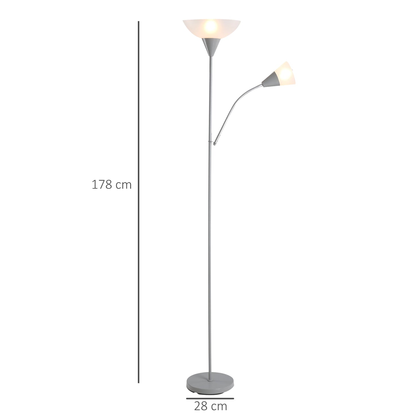 Modern Steel Duo-Head Floor Reading Lamp for Living Room Silver