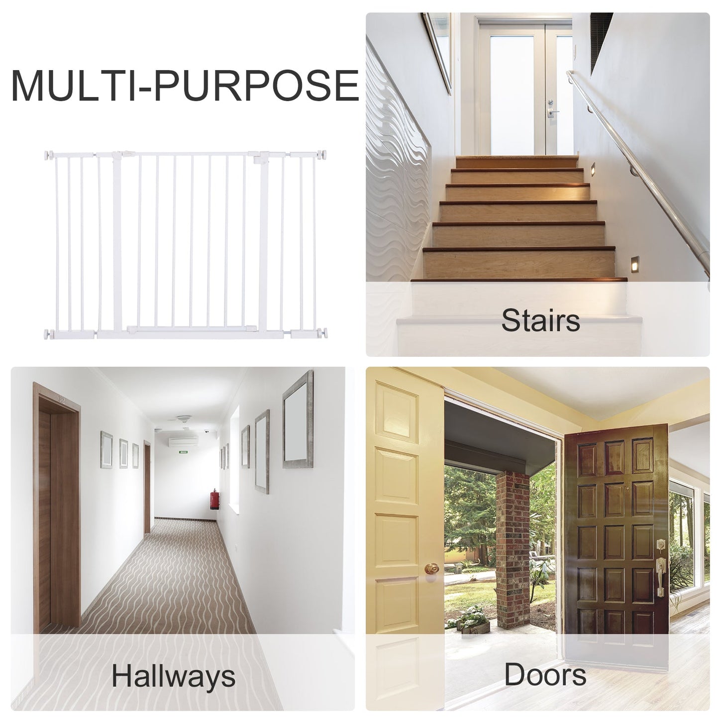 Pressure Fitted Pet Dog Safety Gate Metal Fence Extending 72-107cm Wide