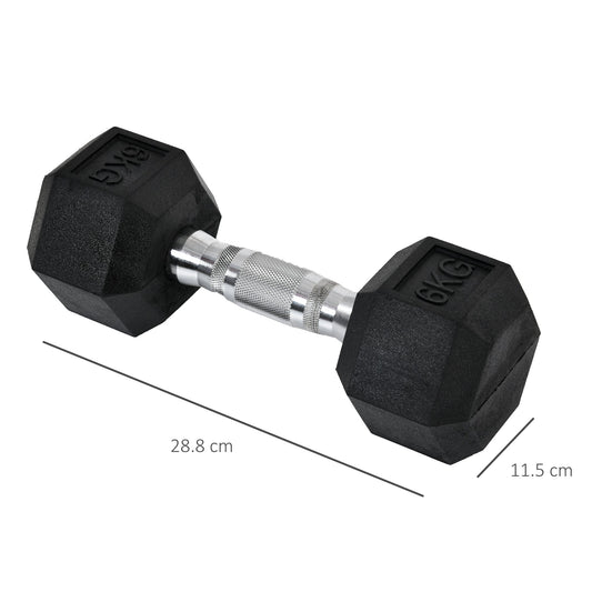 Hex Rubber Dumbbells Set Weight Lifting Equipment Fitness 2x6kg