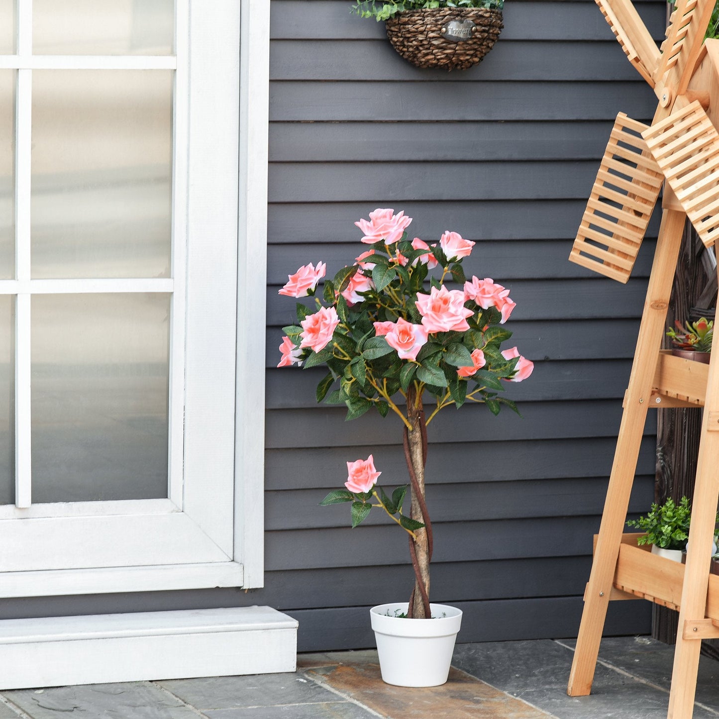 Artificial Camellia Plant Realistic Fake Tree Potted Home Office 90cm Pink