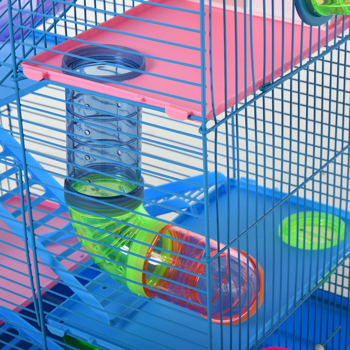 Hamster Metal 5-Tier Cage w/ Tunnels Blue