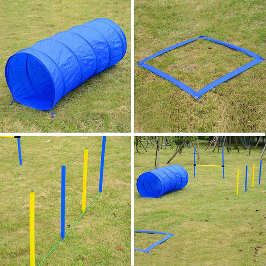 Adjustable Pet Agility Training Set-Blue/Yellow