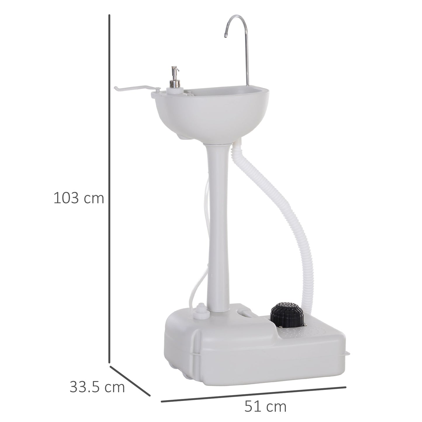 HDPE Outdoor Soap Dispensing Sink w/ Towel Holder White