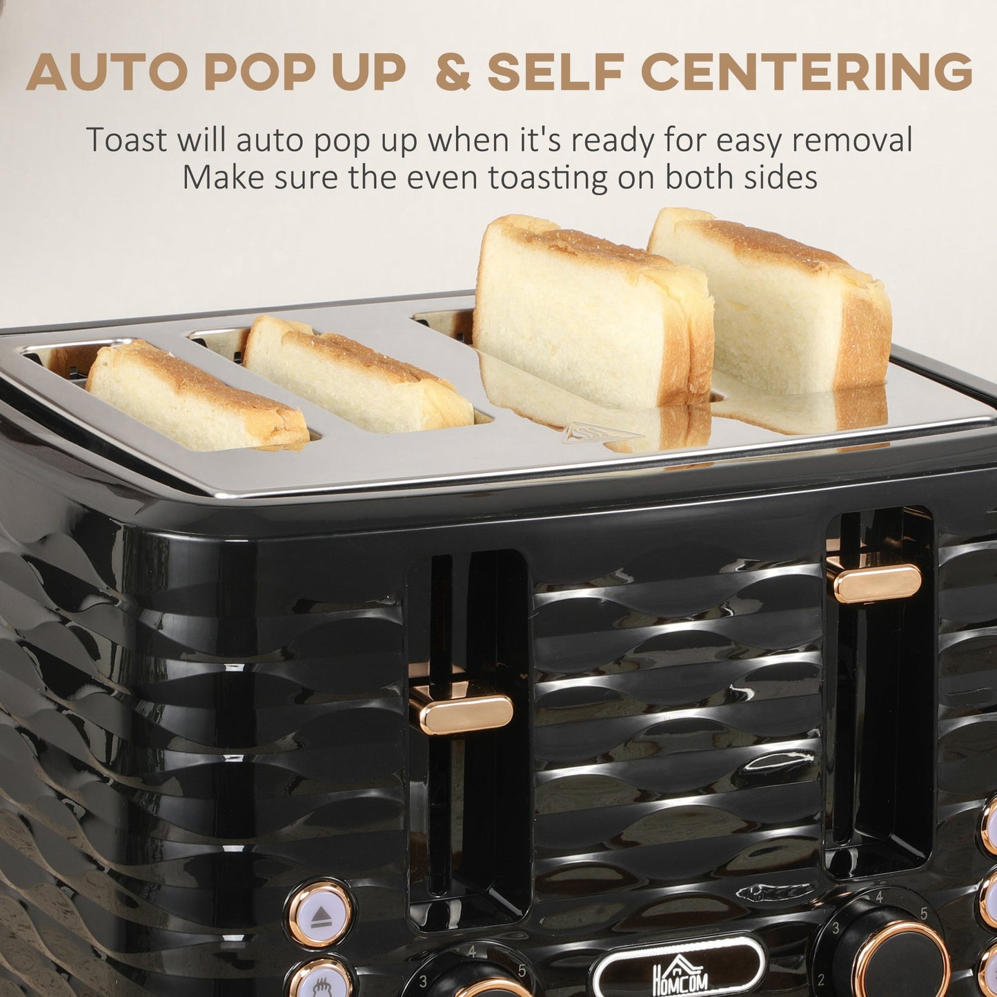 Kettle and Toaster Sets 1600W 1.7L Rapid Boil Kettle & 4 Slice Toaster W/7 Browning Controls, Defrost, Reheat and Crumb-Tray, Otter thermostat, Black