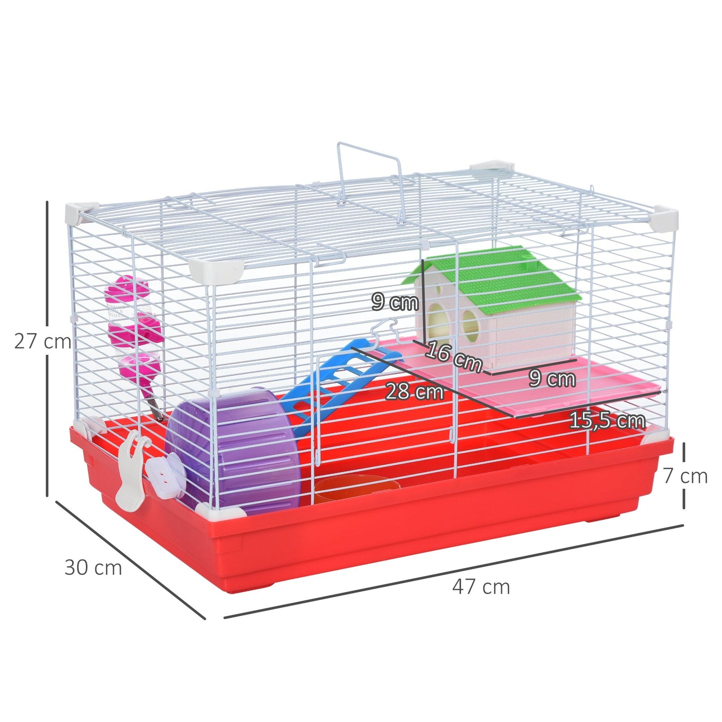 Dwarf Hamster Metal Cage w/ Tunnels Blue