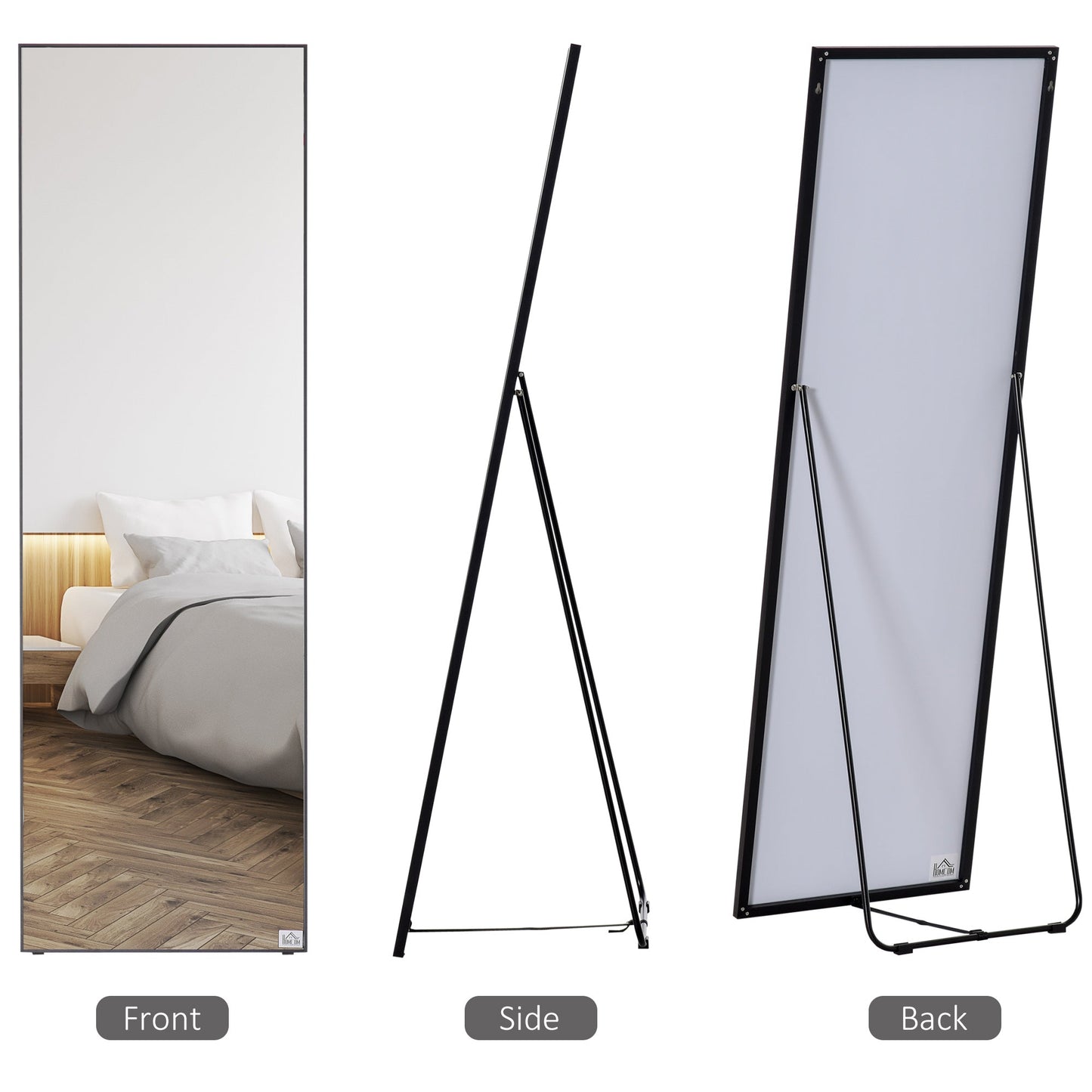 Full Length Mirror Floor Standing or Wall Mount Dressing Mirror Bedroom Black