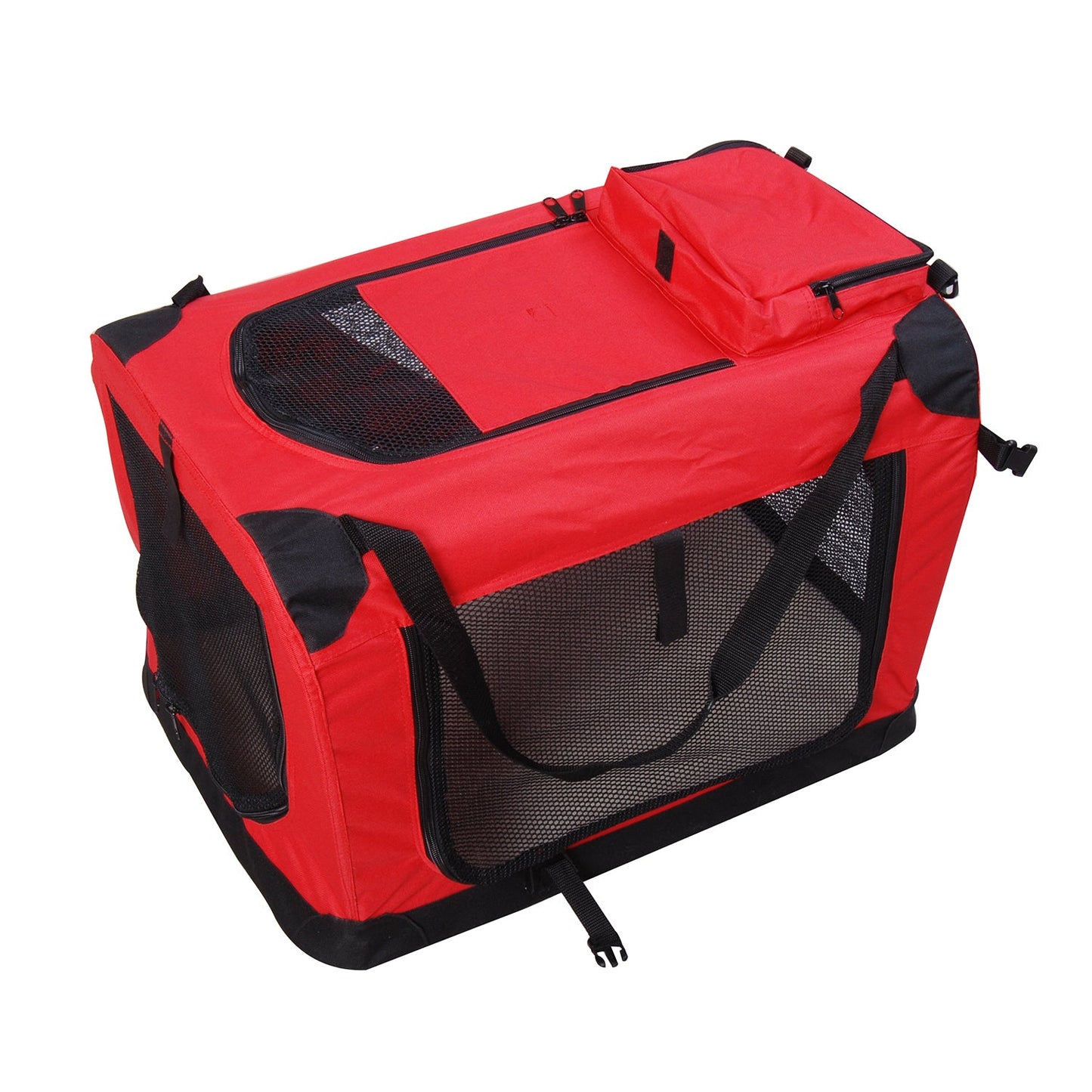 Small Pets PVC Oxford Cloth Travel Carrier w/ Mesh Windows Red