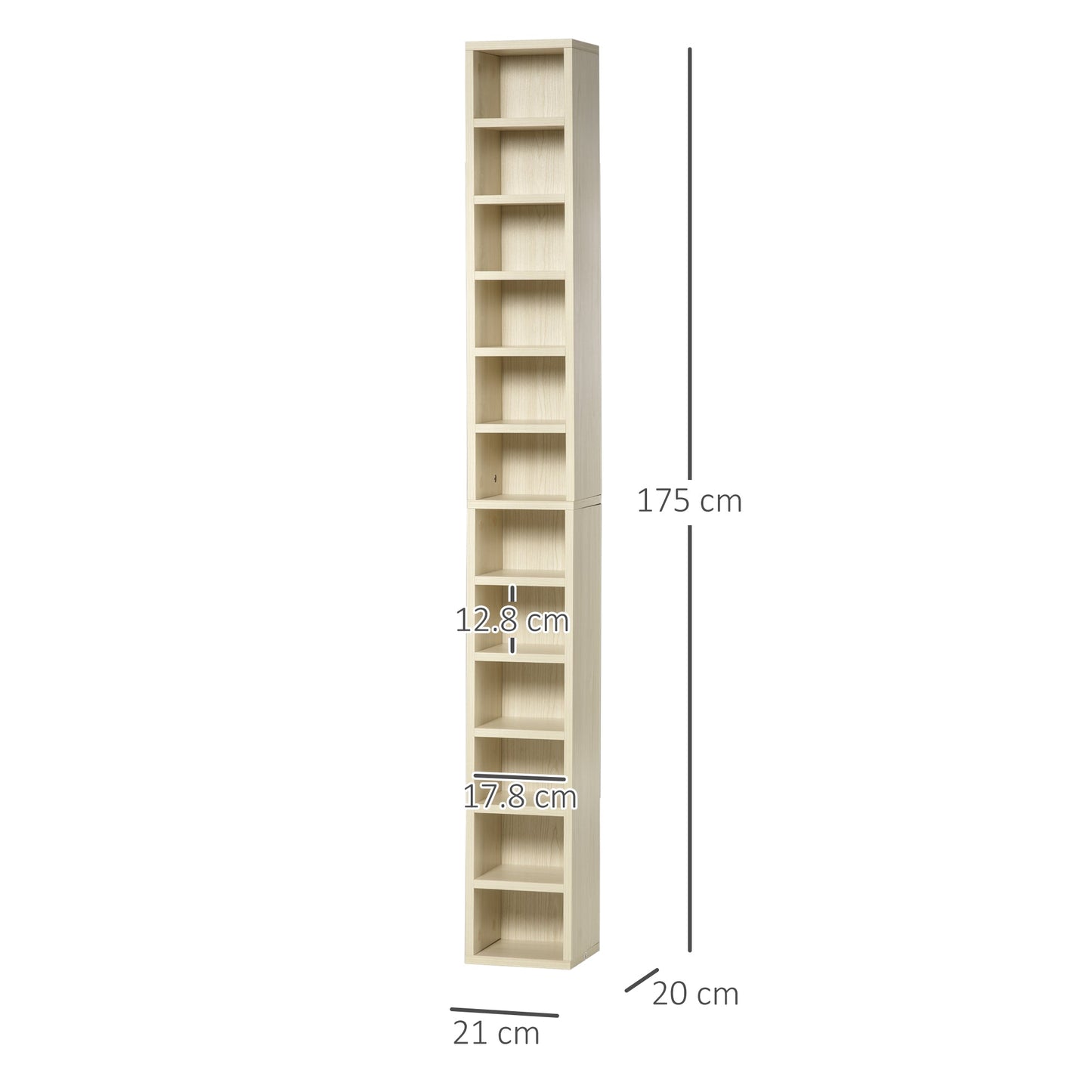 12-tier Media Storage Cabinet 204 CDs Shelf Tower Multimedia Organizer Rack Stand Bookcase Display Unit