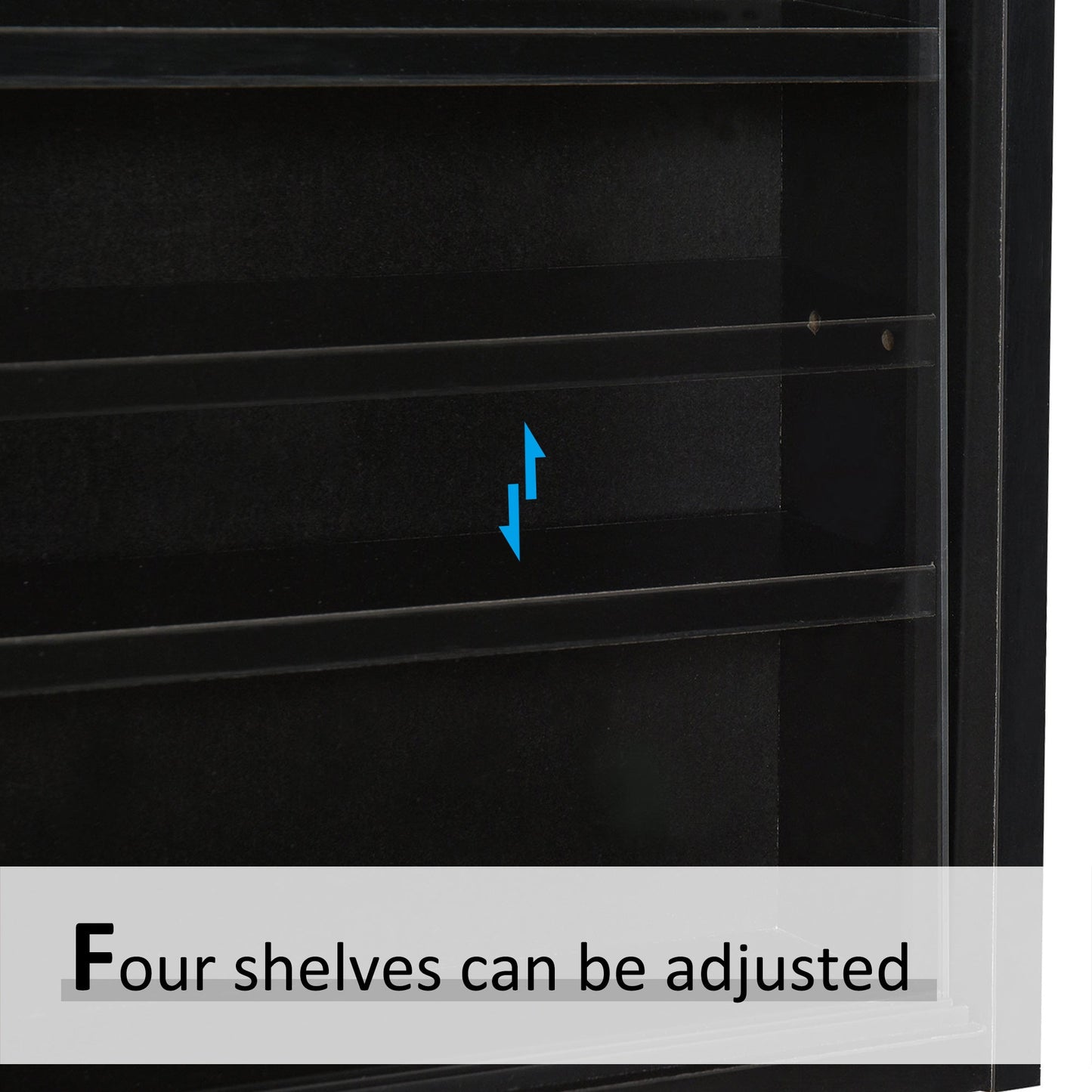 Particle Board 5-Tier Glass Door Display Cabinet Black