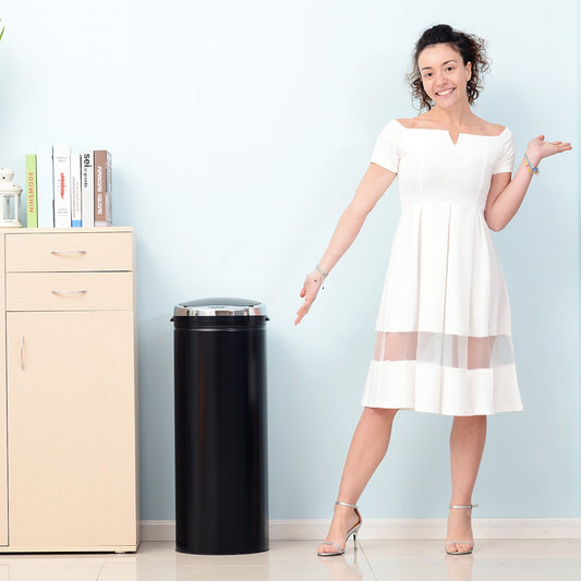 50 L Stainless Steel Sensor Trash Can W/ Bucket-Black