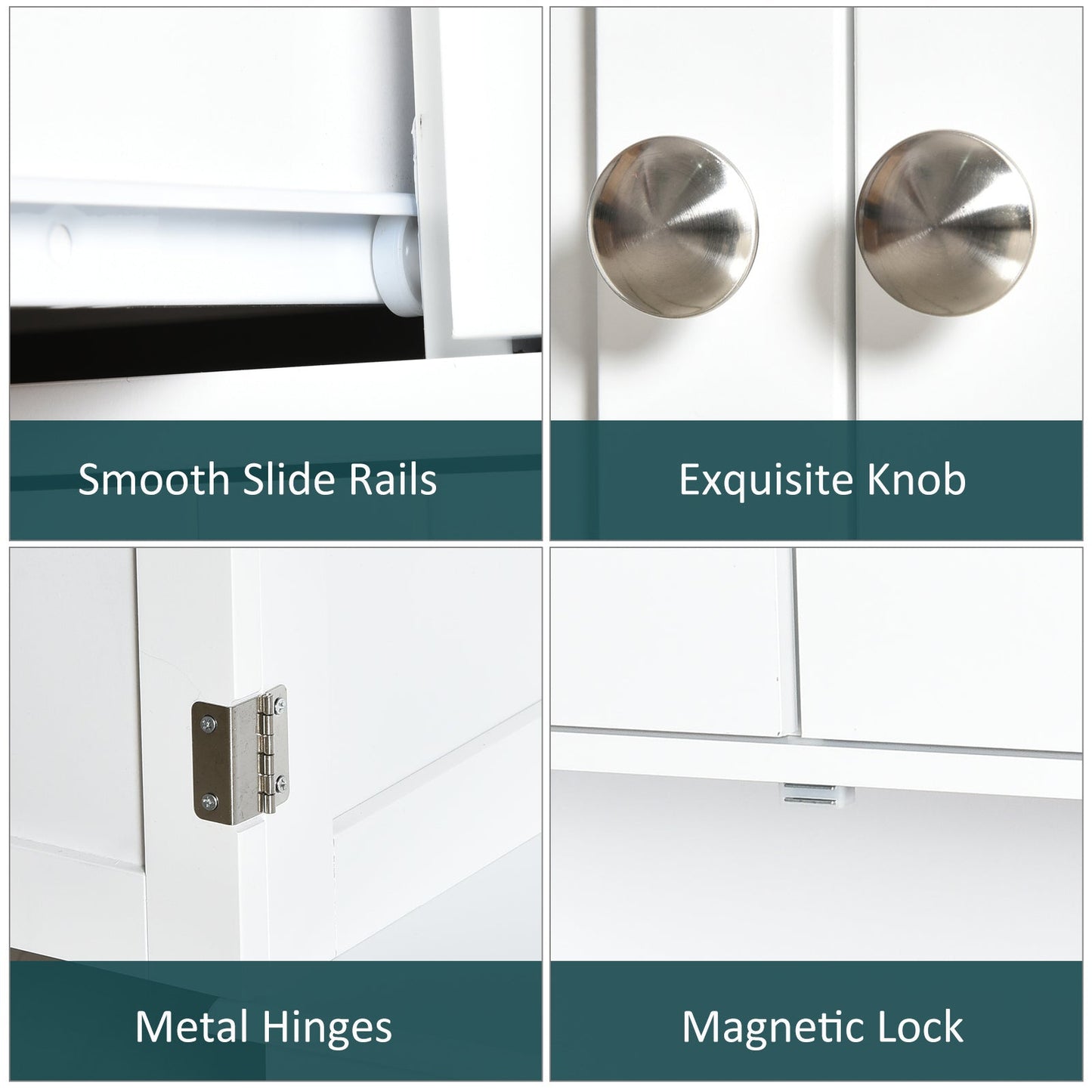 MDF 2-Drawer Double Door Kitchen Cabinet White