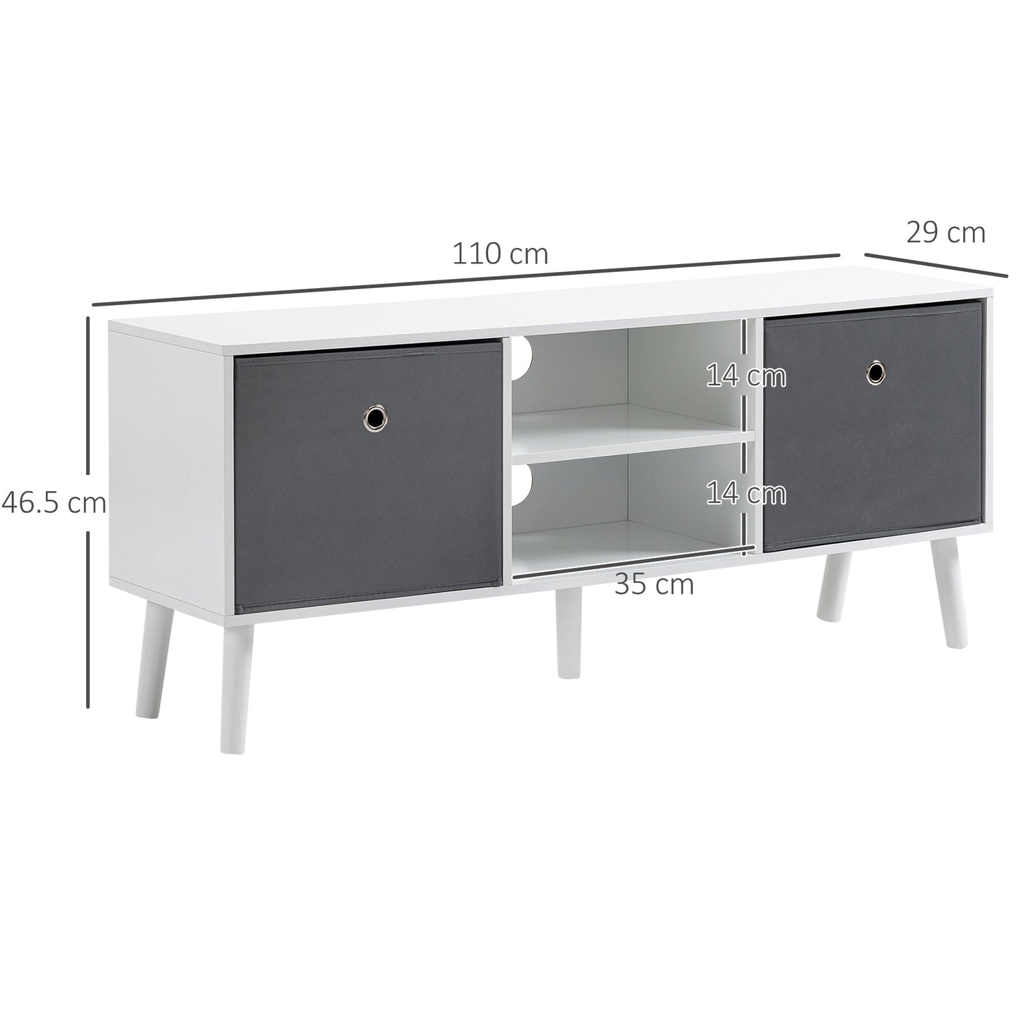 TV Cabinet Stand Unit for TVs up to 50'' Flat Screen with Foldable Drawers and Shelves, Entertainment Center for Living Room, Bedroom