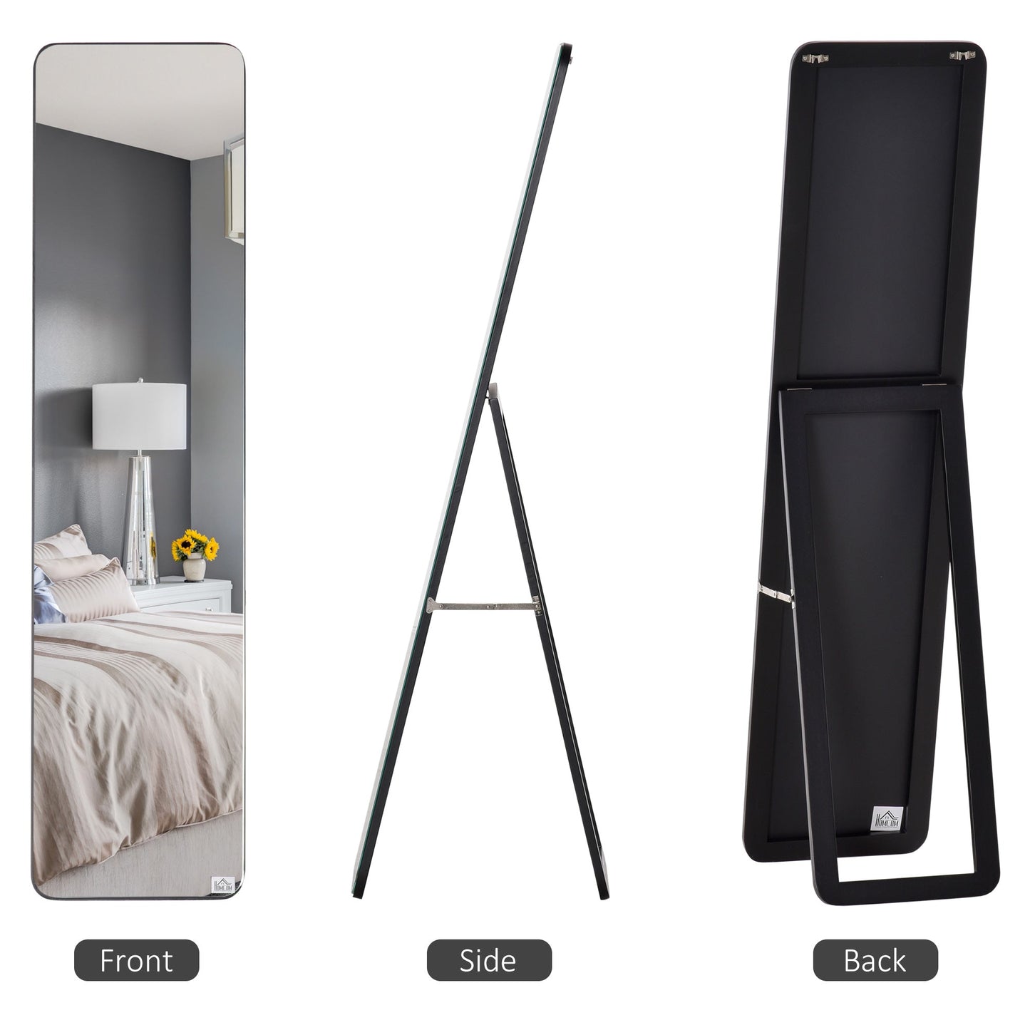 Full Length Mirror Floor Standing or Wall Mount Dressing Mirror Bedroom Black