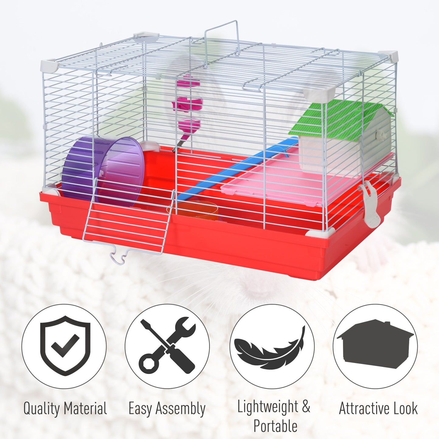 Dwarf Hamster Metal Cage w/ Tunnels Blue