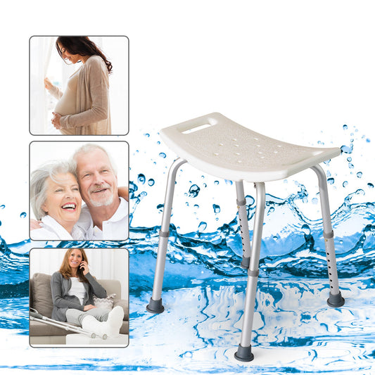 Plastic Non-Slip Portable Bathroom Stool White