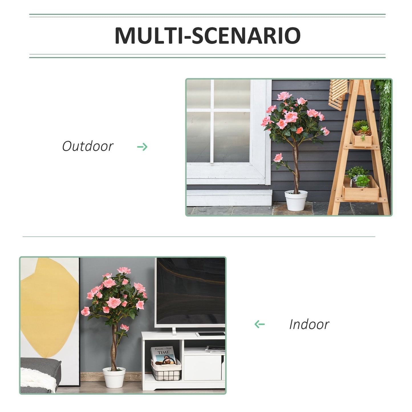 Artificial Camellia Plant Realistic Fake Tree Potted Home Office 90cm Pink