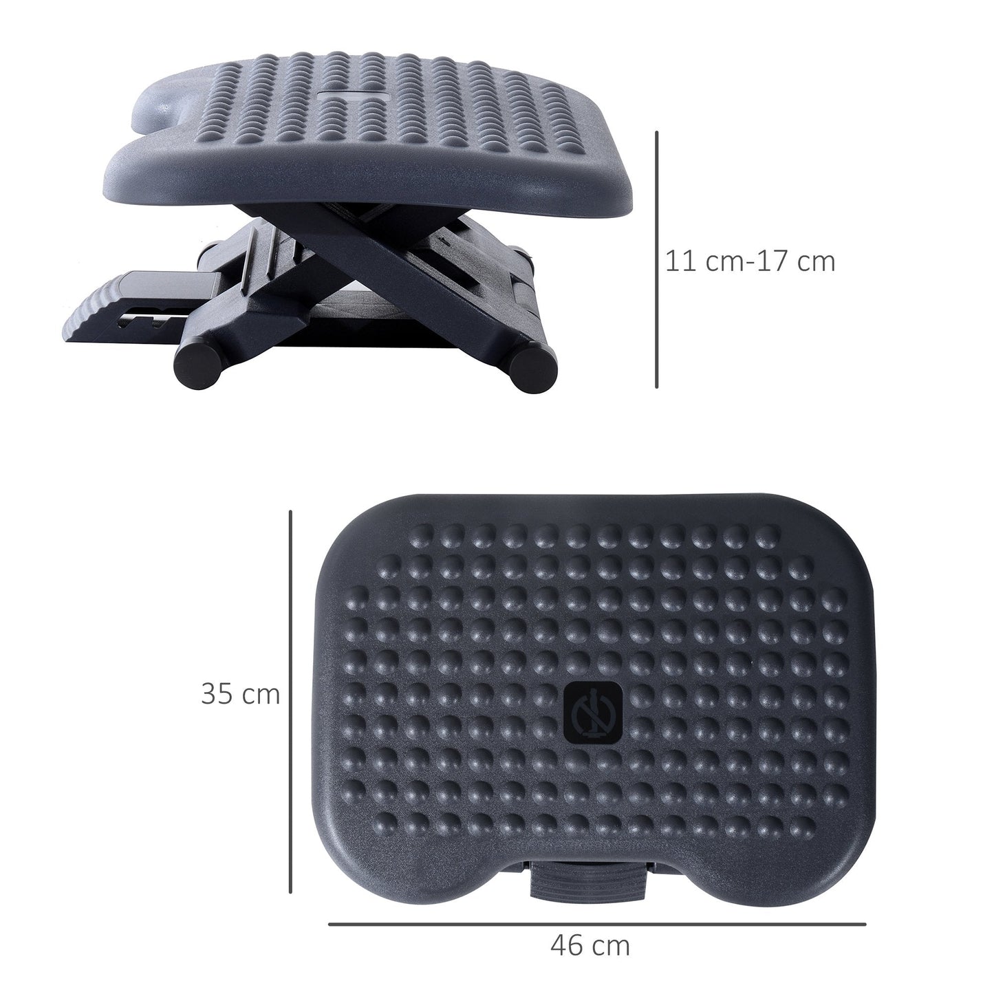 Height & Angle Adjustable Footrest Home Foot Rest Under Desk - Gray black