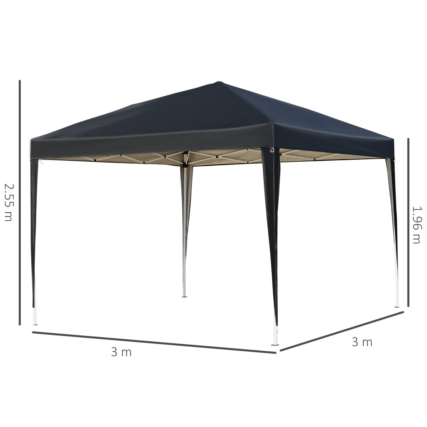 3 x 3 meter Garden Heavy Duty Pop Up Gazebo Marquee Party Tent Folding Wedding Canopy-Black