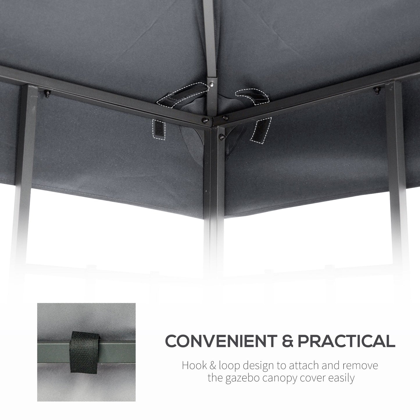 3(m) Gazebo Top Cover Double Tier Canopy Replacement Pavilion Roof Light Grey