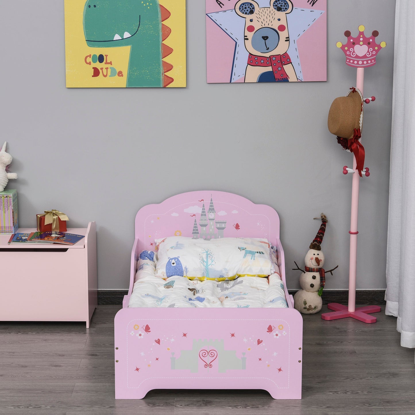 MDF Kids Castle Design Kids Single Bed Pink