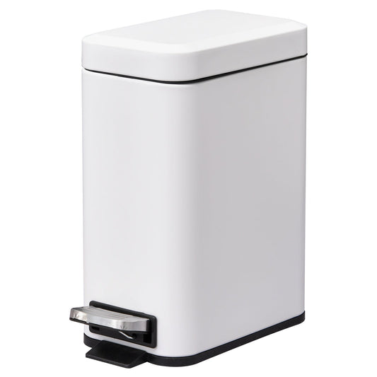 5L Rectangular Steel Pedal Bin White