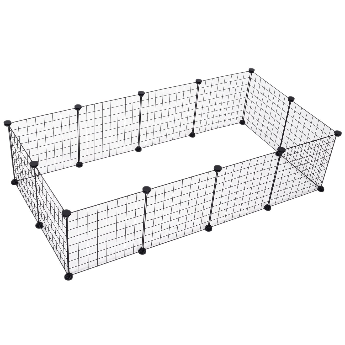 Modular Pet Playpen Metal Wire, 106Lx73Wx36Hcm-Black