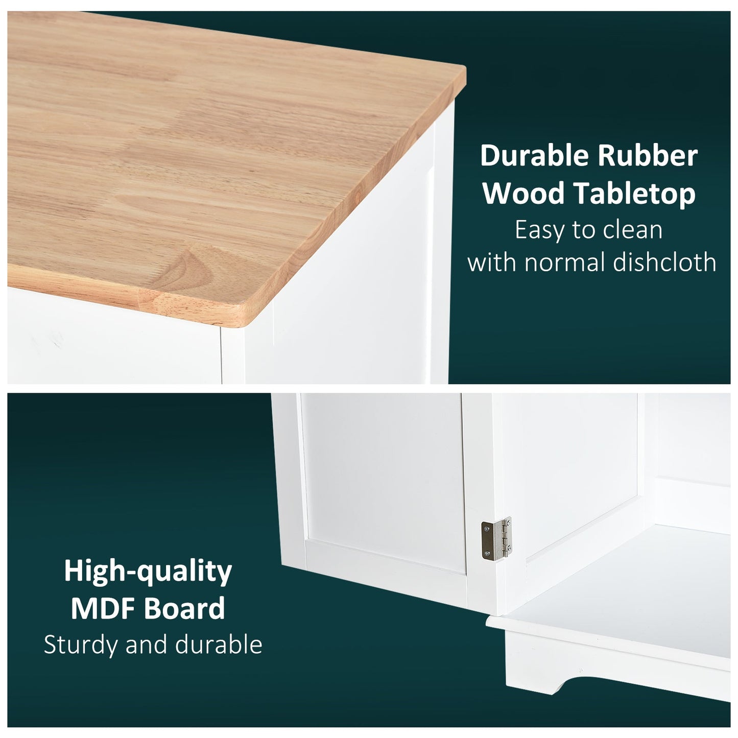 MDF 2-Drawer Double Door Kitchen Cabinet White