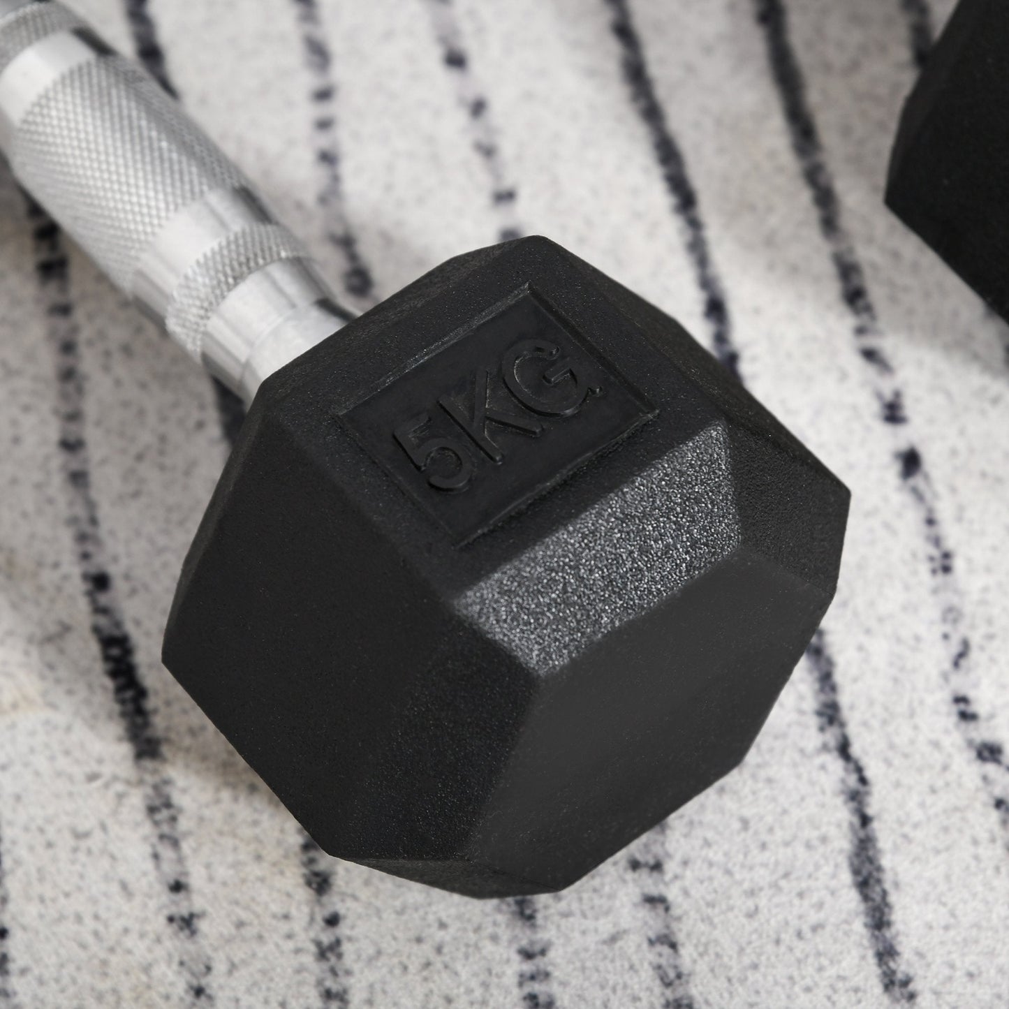 Rubber Dumbbell Sports Hex Weights Sets Home Gym Fitness Hexagonal Dumbbells Kit Weight Lifting Exercise (2 x 5kg) 2x5kg Ergo Workout Pair