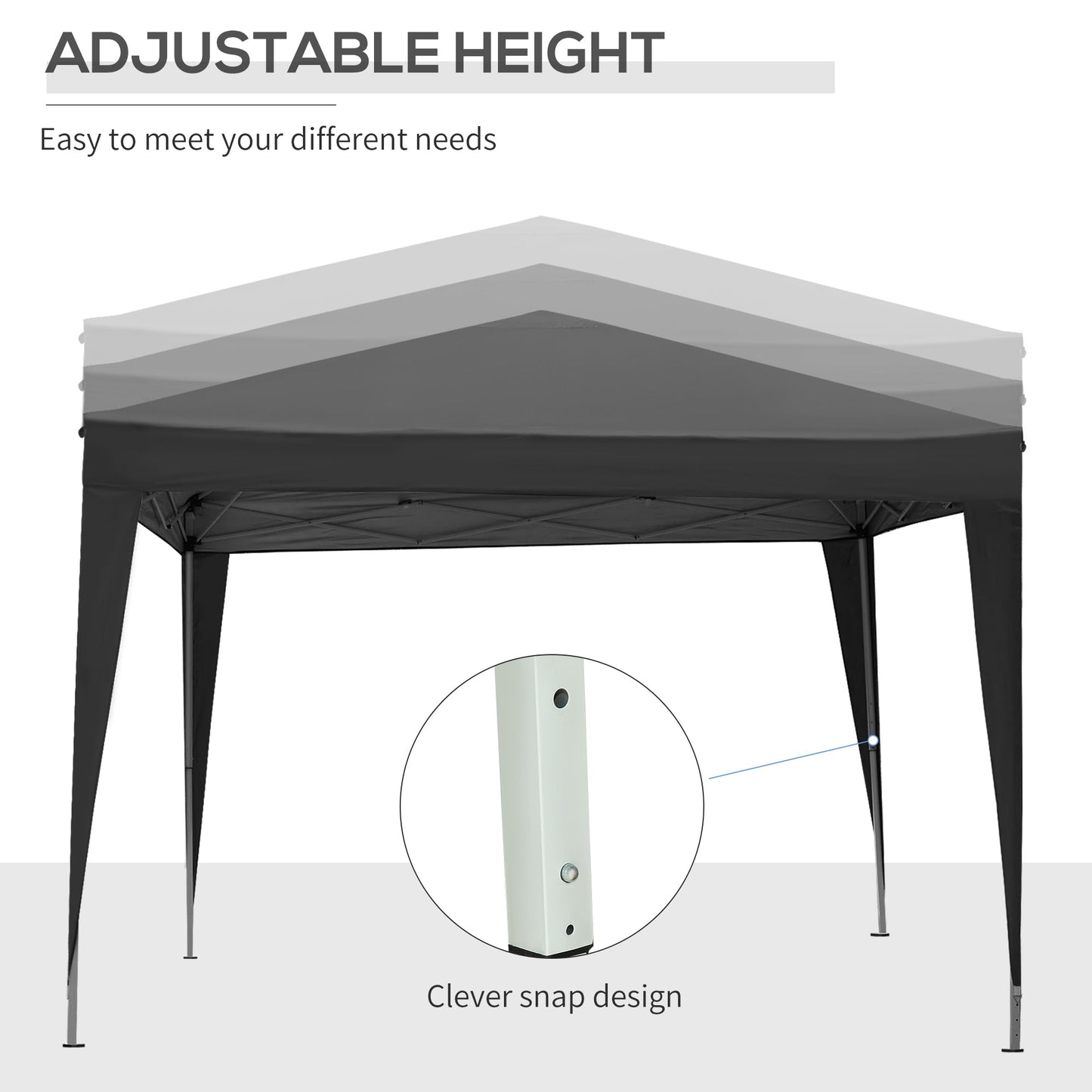 3 x 3m Pop-Up Outdoor Gazebo, with Removable Walls - Black
