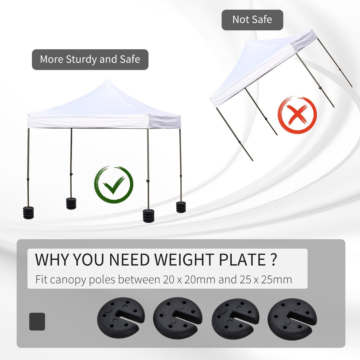 4 Pcs Gazebo Weighted Base Set, HDPE-Black