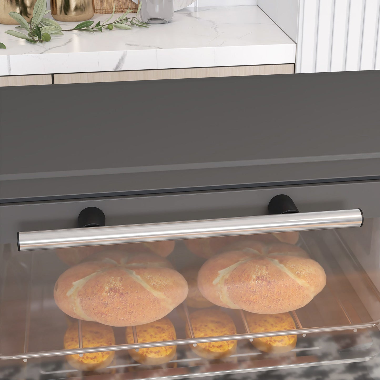 Mini Oven, 9L Countertop Electric Grill, Toaster Oven with Adjustable Temperature, Timer, Baking Tray and Wire Rack, 750W, Grey