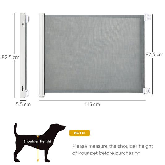 Retractable Safety Gate Dog Pet Guard Barrier Folding Protector Home Doorway Room Divider Stair Guard Grey 115L x 82.5H cm