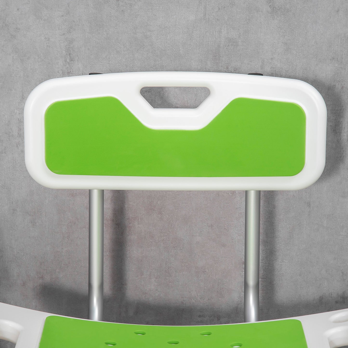 Shower Chair for the Elderly and Disabled, 6-Level Height Adjustable Shower Stool with Backrest, Curved Seat, Anti-slip Foot Pads and Shower Head Holder, Green