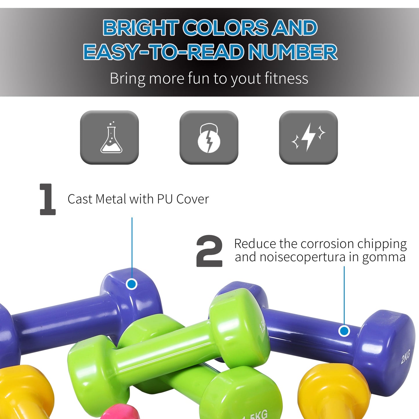 10kg Dumbbell Weights Set with Carry Case Multi Colour Premium Ladies Weight Lifting Set w/
