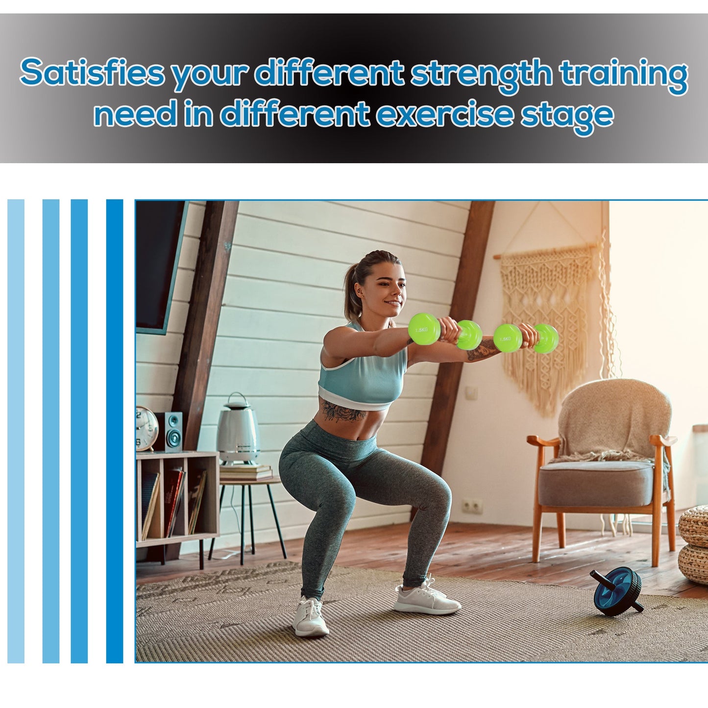 10kg Dumbbell Weights Set with Carry Case Multi Colour Premium Ladies Weight Lifting Set w/