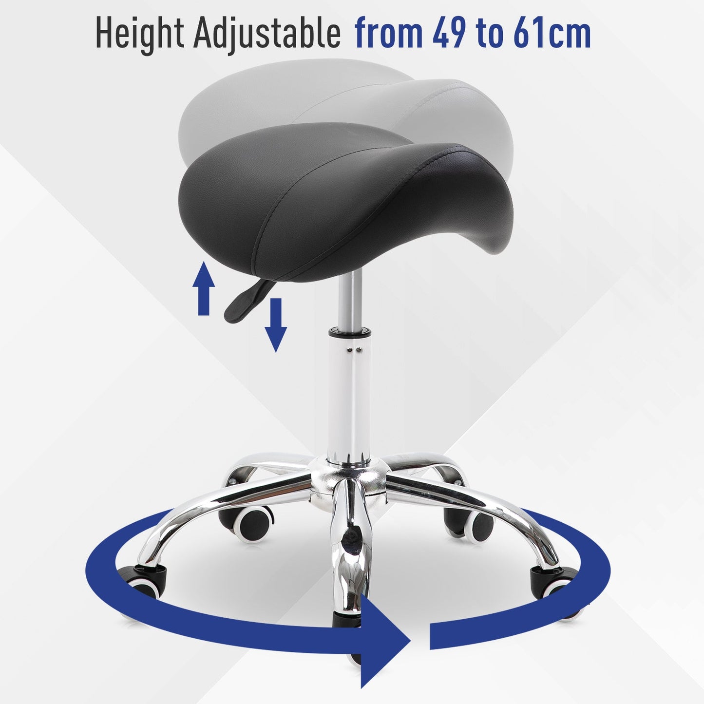 PU Leather Height Adjustable Swivel Salon Stool Black