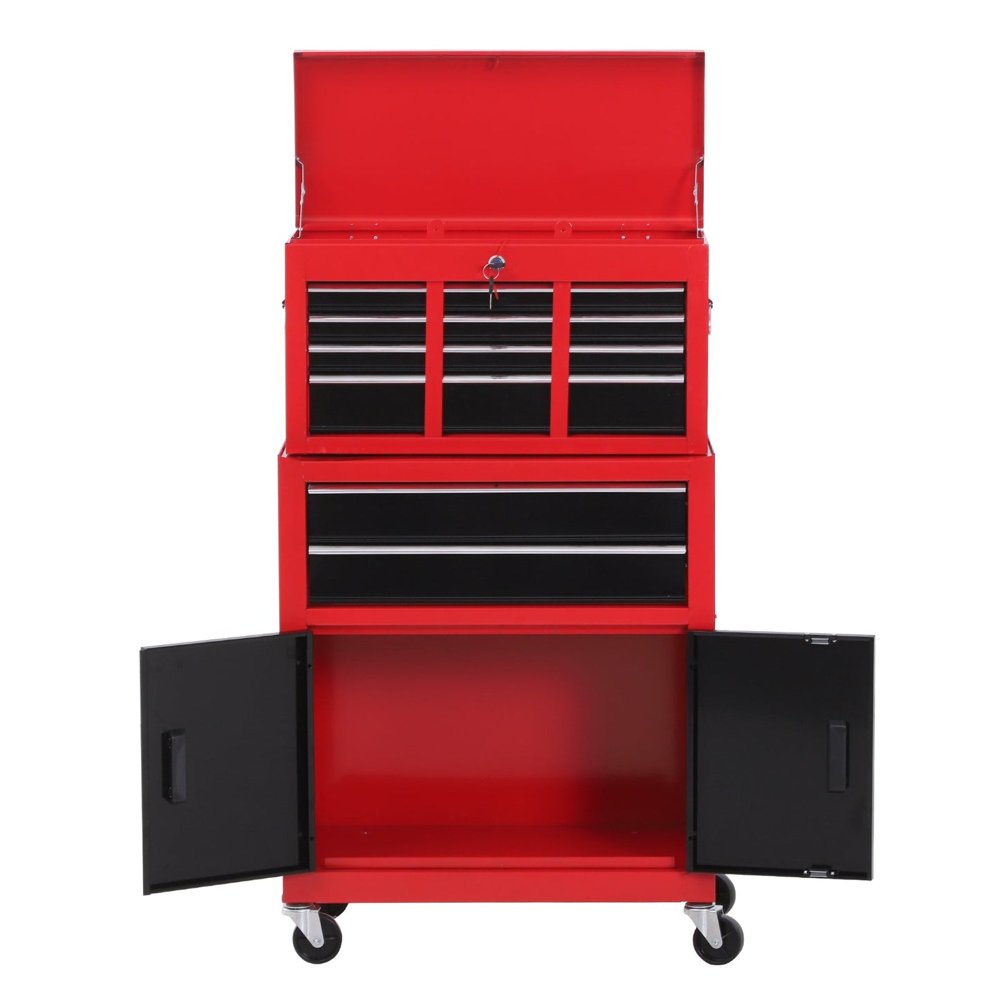 Metal ToolboxTrolley Portable Chest Box Rollcab Cabinet Garage Storage 6 Drawers-Black/Red
